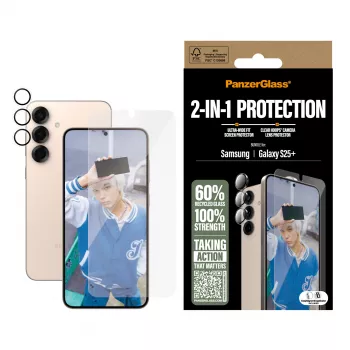 PanzerGlass 2-in-1 aizsardzības komplekts Samsung Galaxy S25+ - pret skrāpējumiem un triecieniem