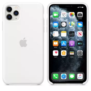 Silicone Maciņš Apple iPhone 11 Pro Max — Silikons, Balts, 6.5 collas