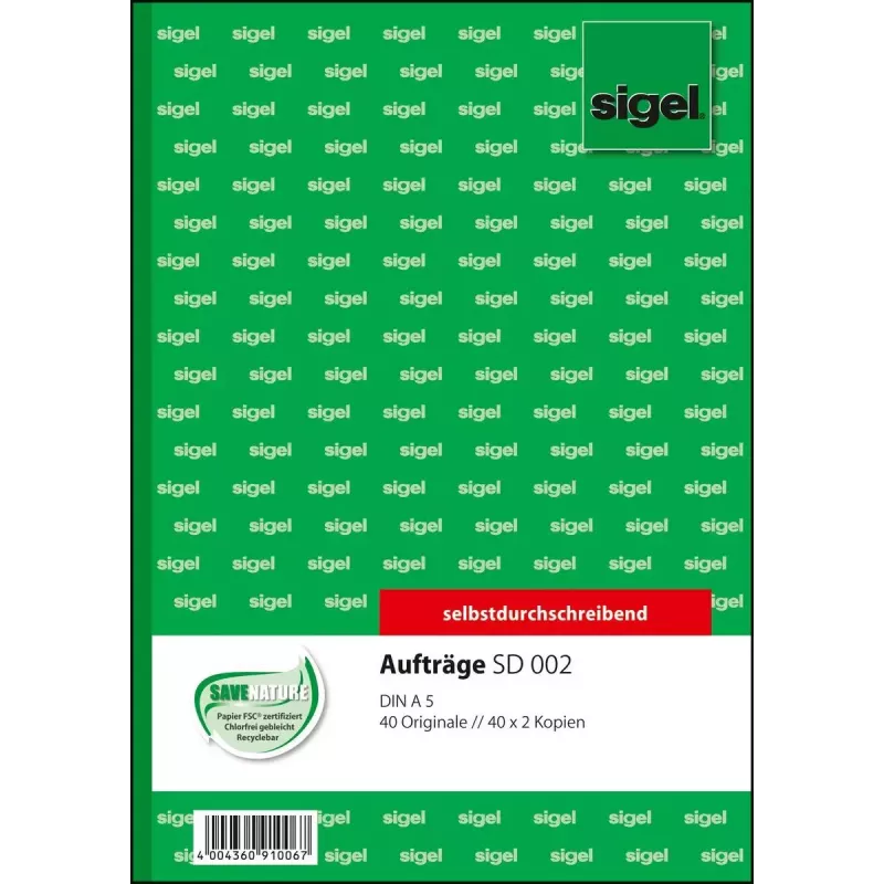 Biznesa veidlapa Sigel SD002, A5, zaļa, 120 lapas