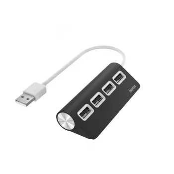 Hama USB Hubs, 4 porti, USB 2.0, 480 Mbit/s, melns