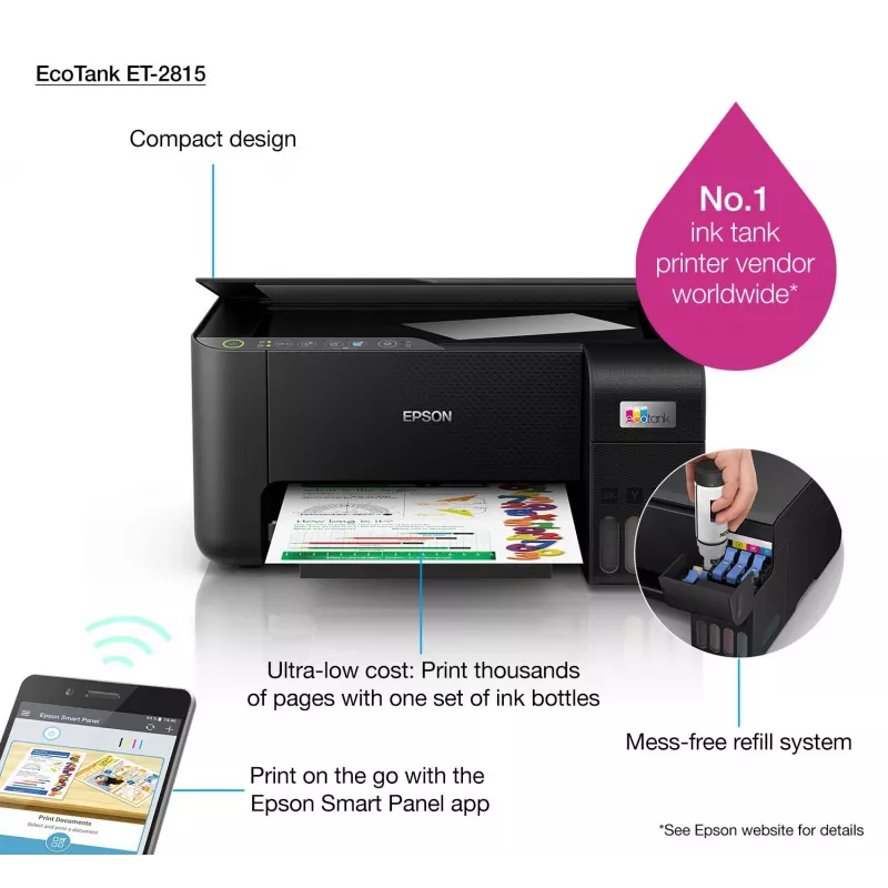 Daudzfunkciju printeris Epson EcoTank ET-2815 Tintes krāsu drukāšana