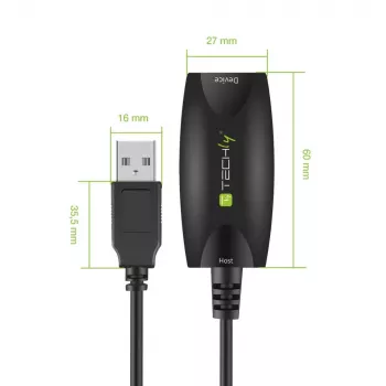 Techly SuperSpeed USB3.0 aktīvais pagarinātājkabelis 5m Melns ICUR3050