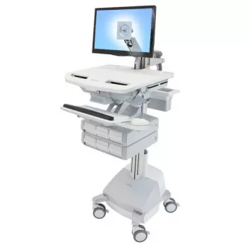Ergotron StyleView multimēdiju ratiņi alumīnija pelēkā un baltā krāsā