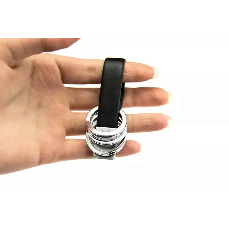 Atslēgu gredzens TROIKA TWISTER Melns Sudrabs Āda Metāls 16mm 9mm
