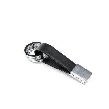 Atslēgu gredzens TROIKA TWISTER Melns Sudrabs Āda Metāls 16mm 9mm