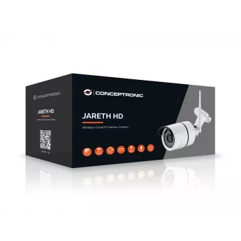 Conceptronic JARETH HD bezvadu mākoņa IP kamera, āra, IP drošības kamera, āra, vadu un bezvadu, āra, griestu/sienas, balta