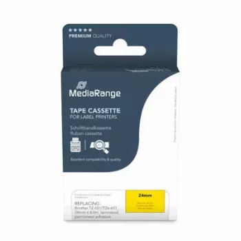 Lentes kasetne MediaRange MRBTZ651 Melna uz Dzeltena 2.4 cm 8 m