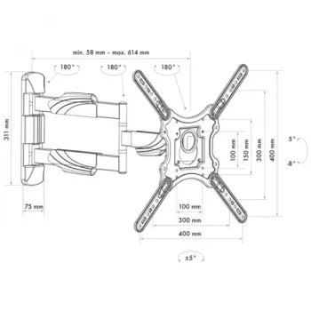TV sienas stiprinājums Schwaiger LWH35535 513 Melns