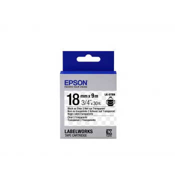 Epson LK-5TBN caurspīdīga lentes kasetne, melns/transparent, 18mm, 9m