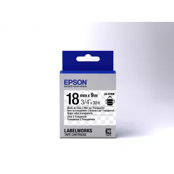 Epson LK-5TBN caurspīdīga lentes kasetne, melns/transparent, 18mm, 9m