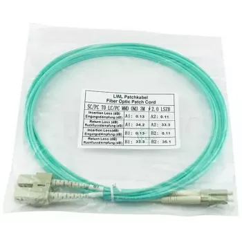 BlueOptics LC-SC daudzmodu OM3 Duplex optiskās šķiedras savienojuma kabelis, LC-UPC/SC-UPC, 2 m, bēšā krāsā (saderīgs ar Corning 055702K512000002M)