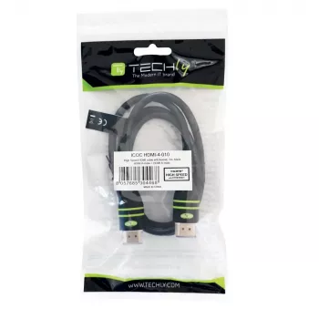 Techly 1m High Speed HDMI kabelis ar Ethernet A/A M/M Melns ICOC HDMI-4-010
