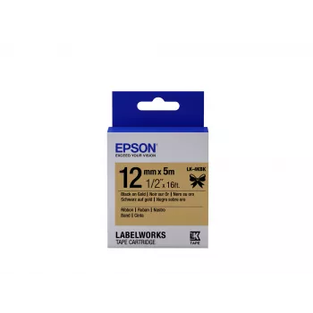 Epson LK-4KBK lentes kasetne satīna lente 12mm (5m) melns/zelts