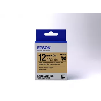 Epson LK-4KBK lentes kasetne satīna lente 12mm (5m) melns/zelts