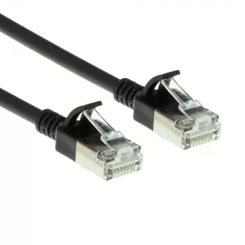 ACT Black 2 m LSZH U/FTP CAT6A datacentra slaidais vītā pāra vads ar RJ45 savienotājiem, bezķēdes