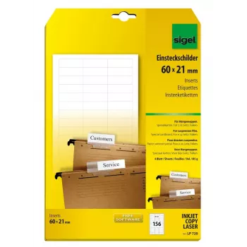 Nelīmējošās etiķetes Sigel LP720 156 gab. Baltas Taisnstūrveida