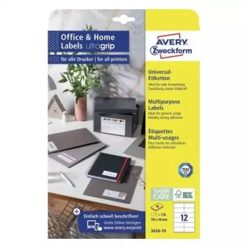 Pašlīmējošās etiķetes taisnstūris Avery 3424-10