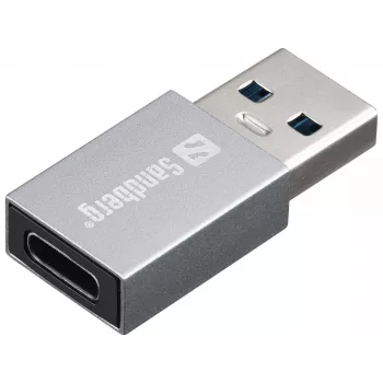 Sandberg USB-A uz USB-C pārejas adapteris, alumīnija korpuss