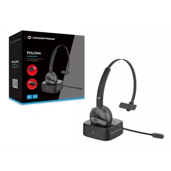 Conceptronic POLONA03 bezvadu Bluetooth austiņas ar uzlādes staciju un Bluetooth USB audio adapteri