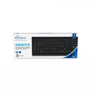 MediaRange MROS101-BE tastatūra, USB, AZERTY Beļģijas izkārtojums, melna, pilna izmēra, 107 taustiņi