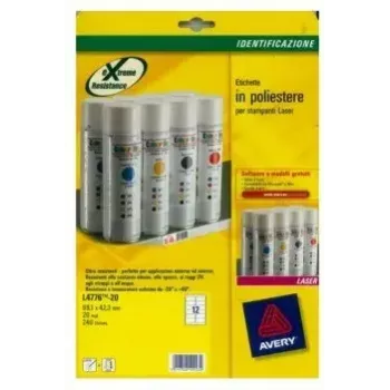 Avery L4776-20 printer etiķetes, baltas, 99,1 x 42,3 mm, 240 gab.