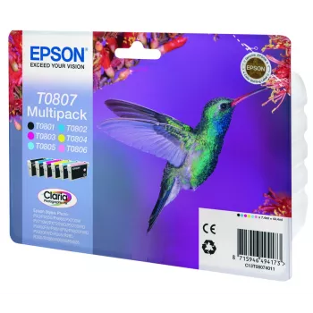 Epson Hummingbird Multipack 6 krāsas T0807 Claria fotogrāfiskā tinte