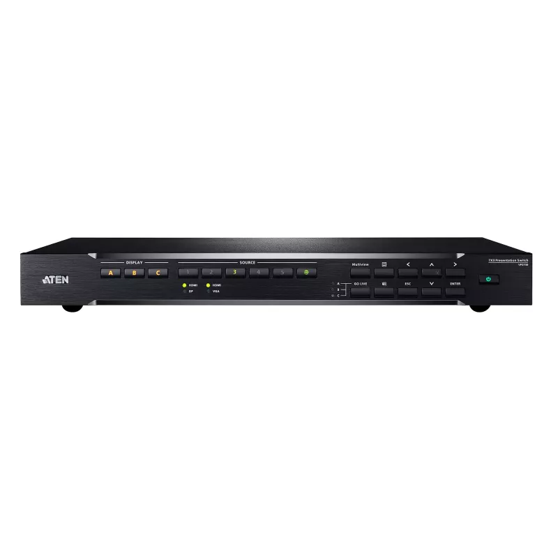 ATEN VP2730 7 x 3 prezentācijas slēdzis ar HDMI, HDBaseT un straumēšanu