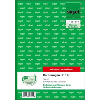 Biznesa veidlapa Sigel SD132 A5 rozā, balta, dzeltena, 150 lapas