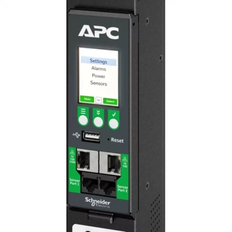 APC NetShelter Rack PDU Advanced, Mērītais kontaktligzdu bloks, 3F, 22.1kW 400V 32A vai 17.3kW 415V 30A, 48 kontaktligzdas, IEC309