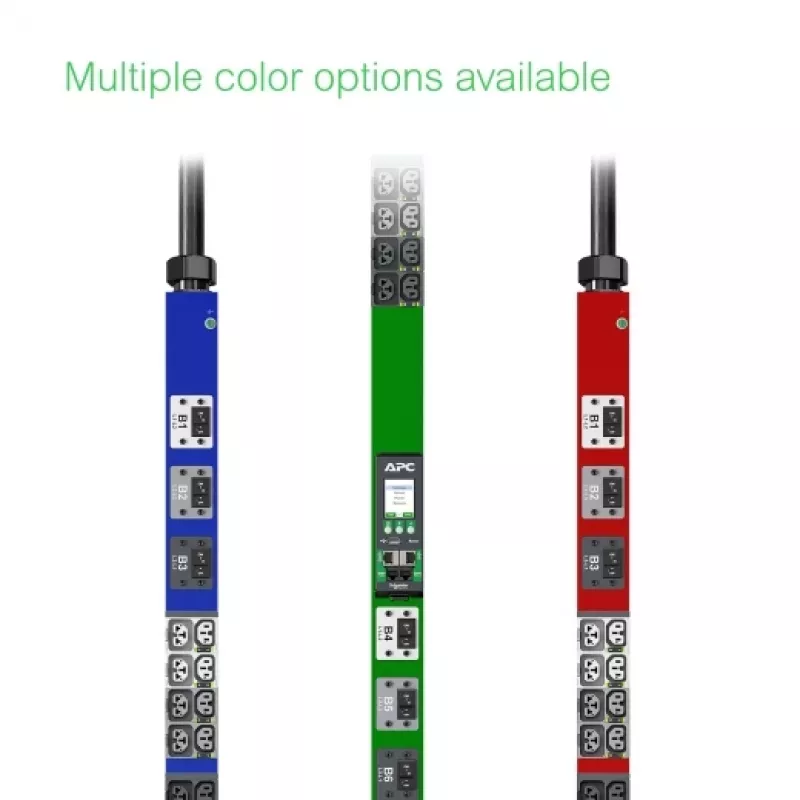APC NetShelter Rack PDU Advanced, Mērītais kontaktligzdu bloks, 3F, 22.1kW 400V 32A vai 17.3kW 415V 30A, 48 kontaktligzdas, IEC309