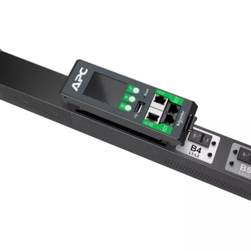 APC NetShelter Rack PDU Advanced, Mērītais kontaktligzdu bloks, 3F, 22.1kW 400V 32A vai 17.3kW 415V 30A, 48 kontaktligzdas, IEC309