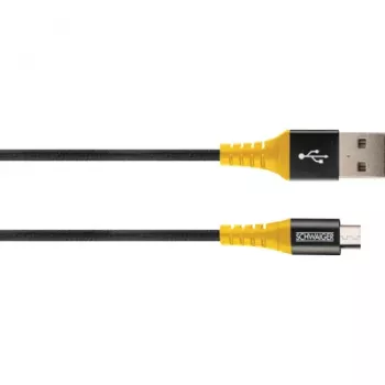 USB kabelis Schwaiger WKUM10 511 1,2m USB A – Micro-USB B Melns Dzeltens