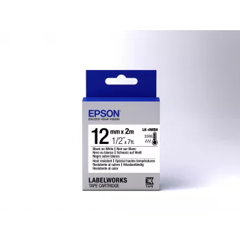 Epson LK-4WBH karstumizturīga etiķešu kasetne, melna/balta, 12 mm (2 m)