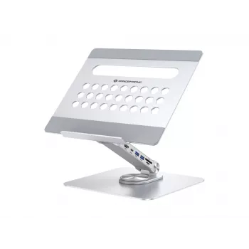 Conceptronic DONN27G klēpjdatora statīvs, sudraba, alumīnijs, 360°, USB 3.2 Gen 1 Type-C, 5000 Mbit/s