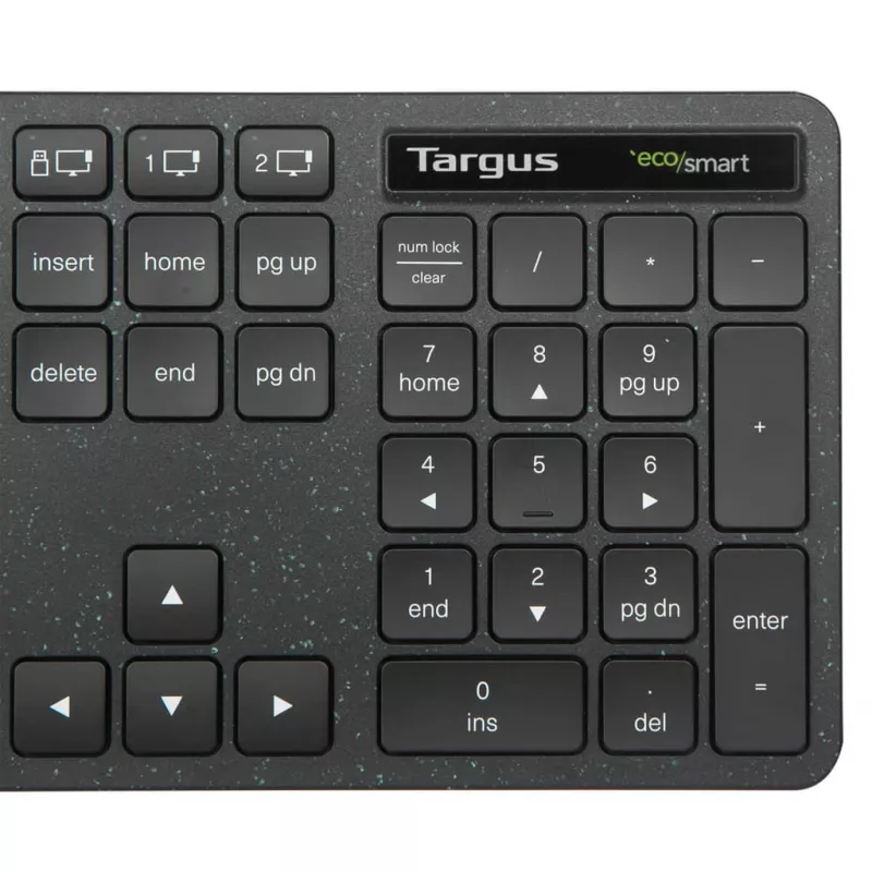 Targus EcoSmart AKB873UK bezvadu tastatūra RF Wireless + Bluetooth QWERTY UK melna
