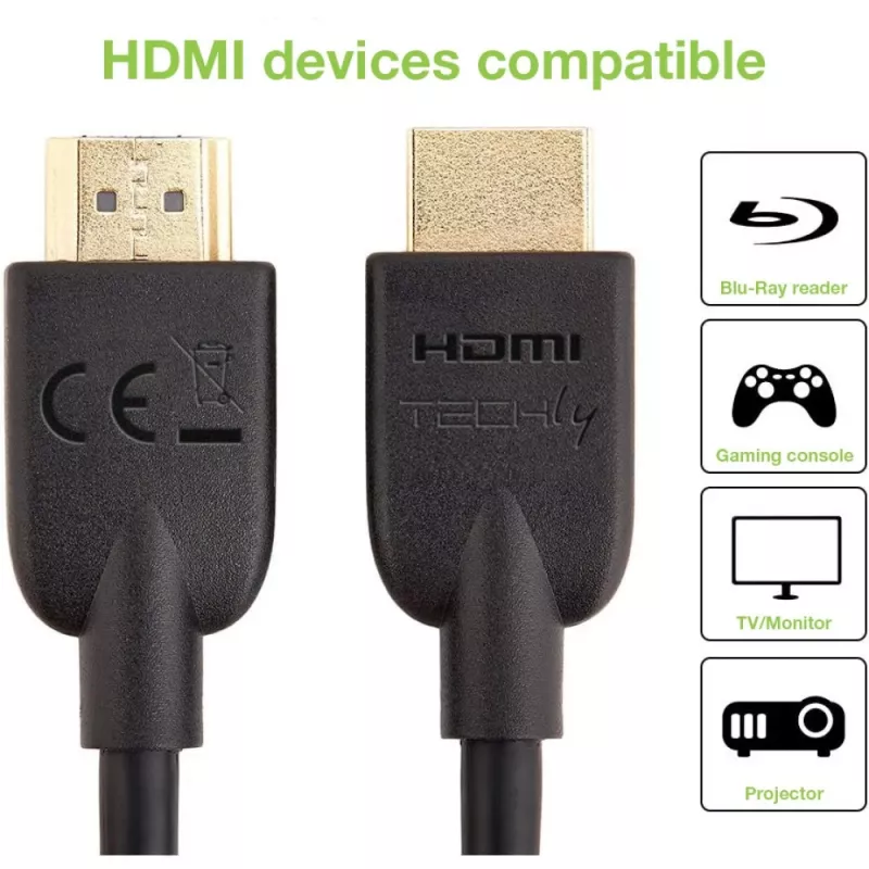 Techly ICOC HDMI2-4-020T HDMI kabelis 2 m HDMI Type A (Standarta) Melns