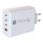 Techly IPW-PD140W-WH sienas lādētājs, GaN, 140W, 3x USB-C, 1x USB-A, balts