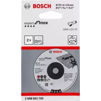 Bosch Expert for Inox slīpēšanas diski, 76 x 4 x 10 mm, 2 gab.