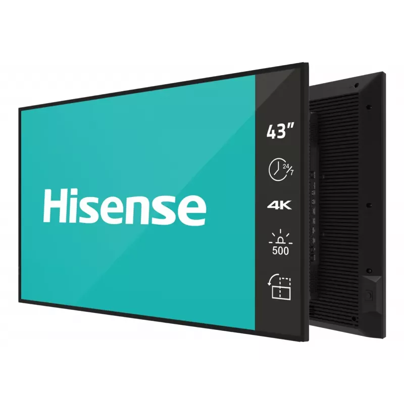 Hisense Smart TV 43 collas E5QTUK QLED 4K, Android 11, 500 cd/m², 8 ms, VESA, Melns