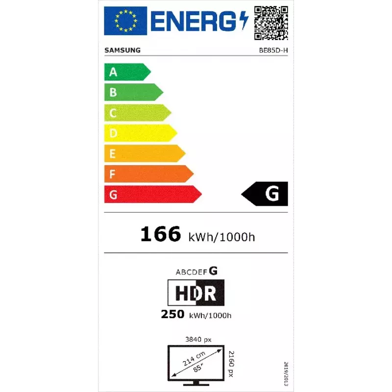Samsung BE85D-H Digitālais displejs 2.16 m (85 collas) LED Wi-Fi 4K Ultra HD Melns Tizen 16/7