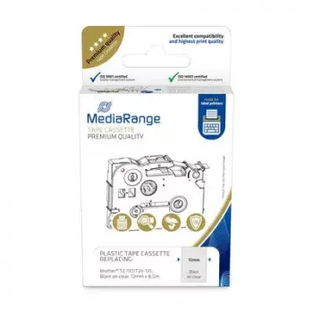 Plastmasas lentes kasete MediaRange TZ-131 12mm melns uz caurspīdīga