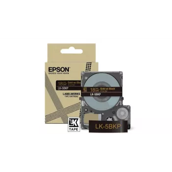 Lentas lente etiķešu drukāšanai Epson LK-5BKP melna ar zelta burtiem 1,8 cm