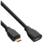 InLine Micro-USB 2.0 pagarinājuma kabelis, Micro-B tēviņš/mātīte, melns/zelta, 2m