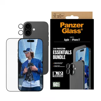 PanzerGlass 2-in-1 Essentials Bundle iPhone 17 – ekrāna un kameras aizsardzība