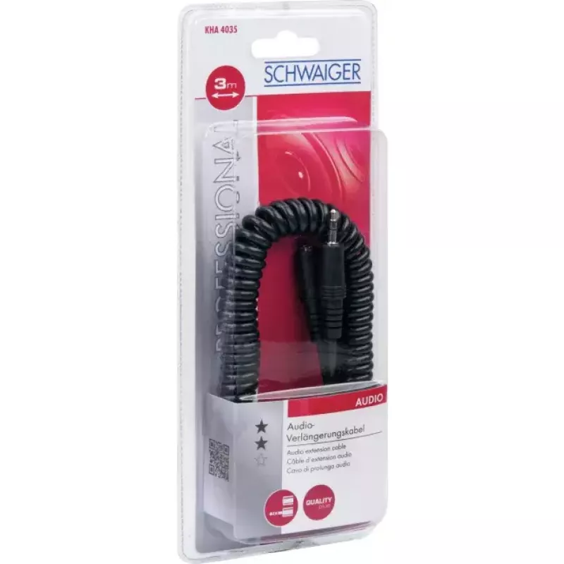 Audio kabelis Schwaiger KHA4035 3m 3.5 mm sievišķais–sievišķais melns