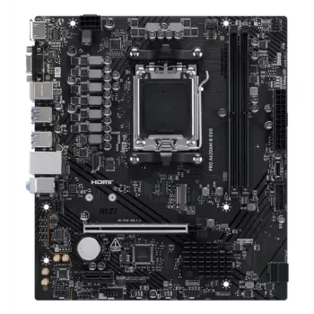Mātesplate MSI PRO A620AM-B EVO ATX — AMD A620A, ligzda AM5, DDR5 2× DIMM līdz 128 GB, 5 Gb Ethernet, M.2 un SATA III, HDMI 2.1