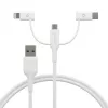 dbramante1928 re-charge 3in1 kabelis – USB A uz USB-A, USB-C un Lightning, balts