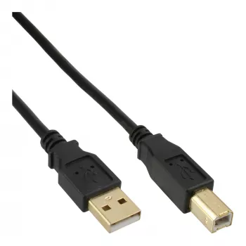 InLine USB 2.0 kabelis Type A vīriešu uz Type B sieviešu, 1,5 m, melns, apzeltīti kontakti