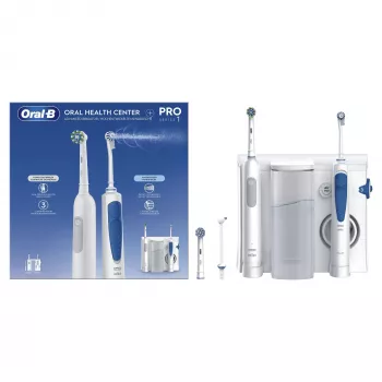 Oral-B Idropulsore Health Center Pieaugušo Rotējošā-oscilējošā zobu birste Zila, Balta