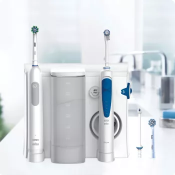 Oral-B Idropulsore Health Center Pieaugušo Rotējošā-oscilējošā zobu birste Zila, Balta